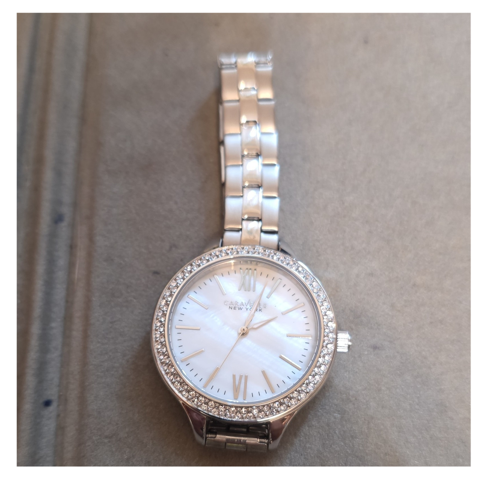 Caravelle New York 43L165 Women’s Quartz Silver Steel White Dial Crystal Bezel