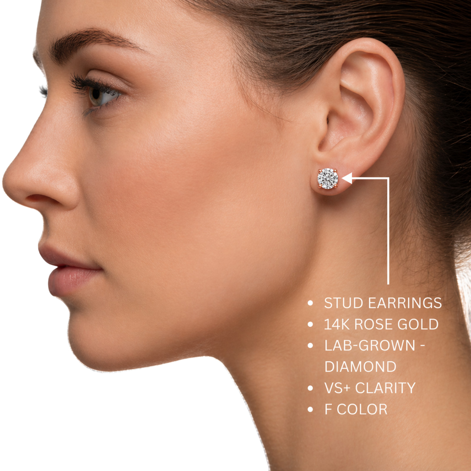 Diamonair 0.75 CTW Lab Grown Diamond Round Stud Earrings 14K Rose Gold