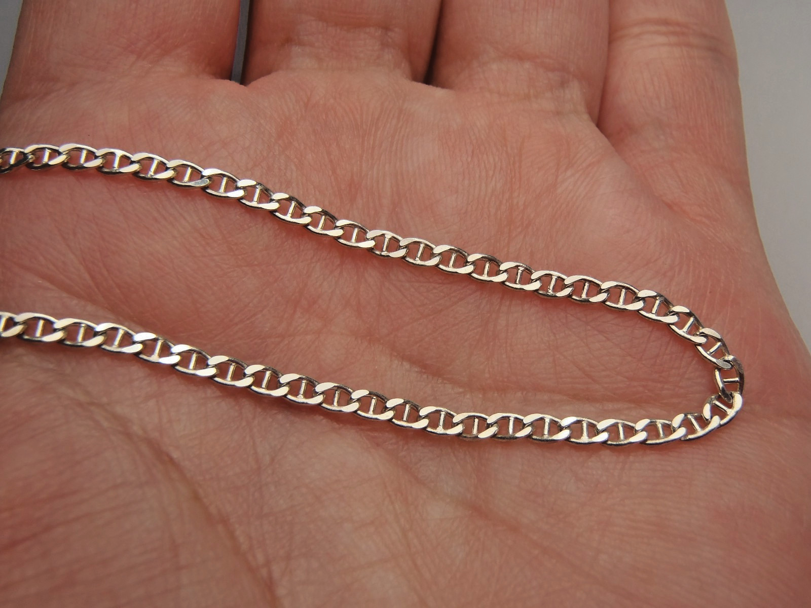 ESTATE STERLING SILVER MARINER LINK 2MM WIDE 8″ ITALY BRACELET FREE SHIPPIN