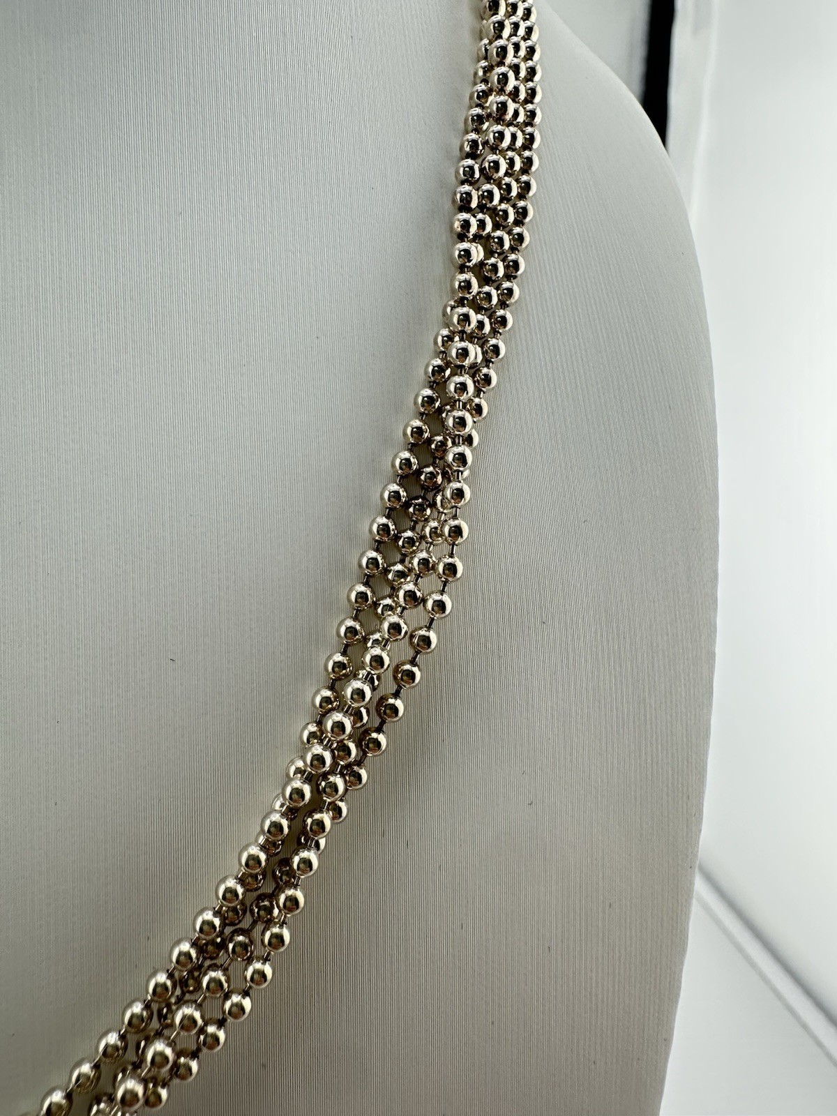 Vintage Milor Italian Multi-Strand Beaded Sterling Silver Necklace 18″