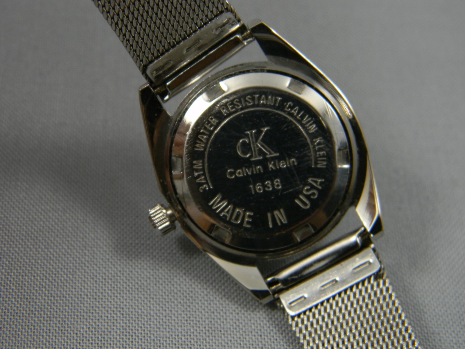 Calvin Klein Watch Women 26mm Silver Tone Blue/Black Dial Mesh Band New Battery