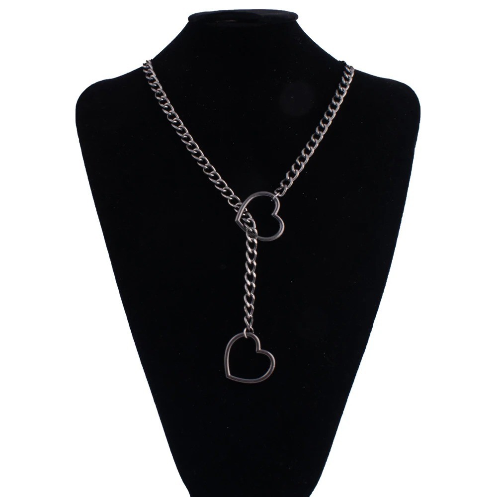 Mens Heart Love Necklace Women Leash Choker Necklace Bondage Chain BDSM Gear Toy