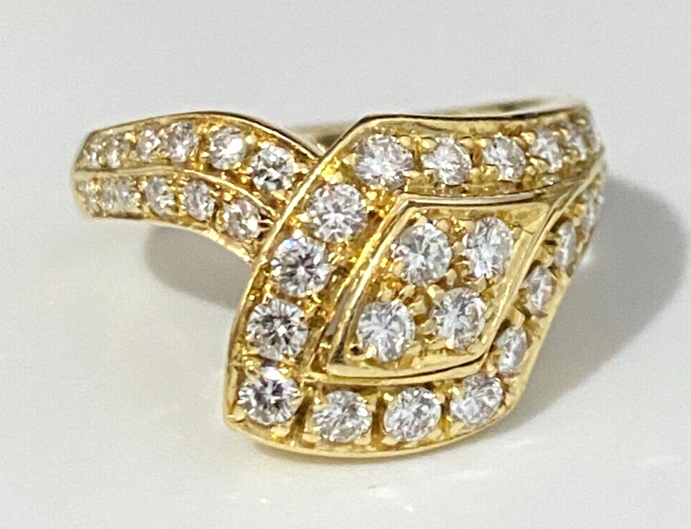 18K Yellow Gold & 0.90CT Diamond Snake Ring Size L 1/2 – 5 7/8