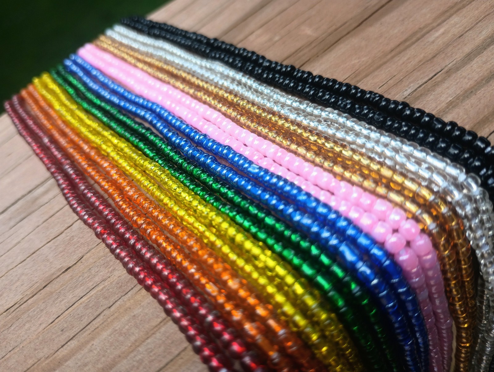 Glossy Glass Waist Beads, 42-Inch Tie-On Belly Beads Strand