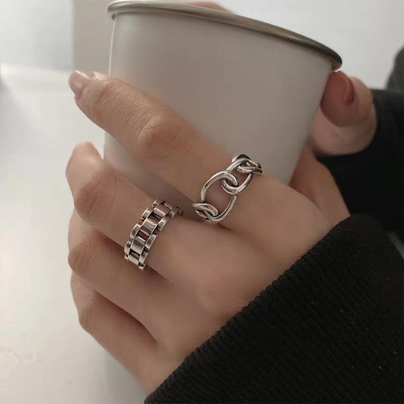 1/2PCS Style Retro Trend Ring Old Watch Strap Simple Opening Personality Ring