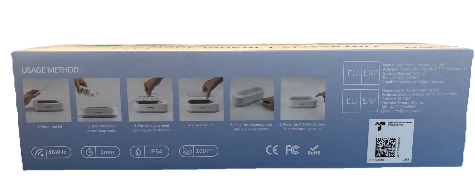 KUNPHY Ultrasonic Cleaner Machine – 3 Min Cleaning -1 Button Start