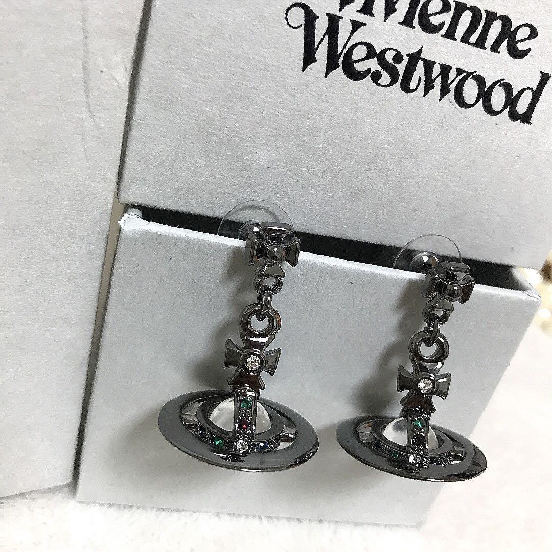 Vivienne Westwood Necklace Earrings Set Tiny Petit Orb Gunmetal NO Accessories