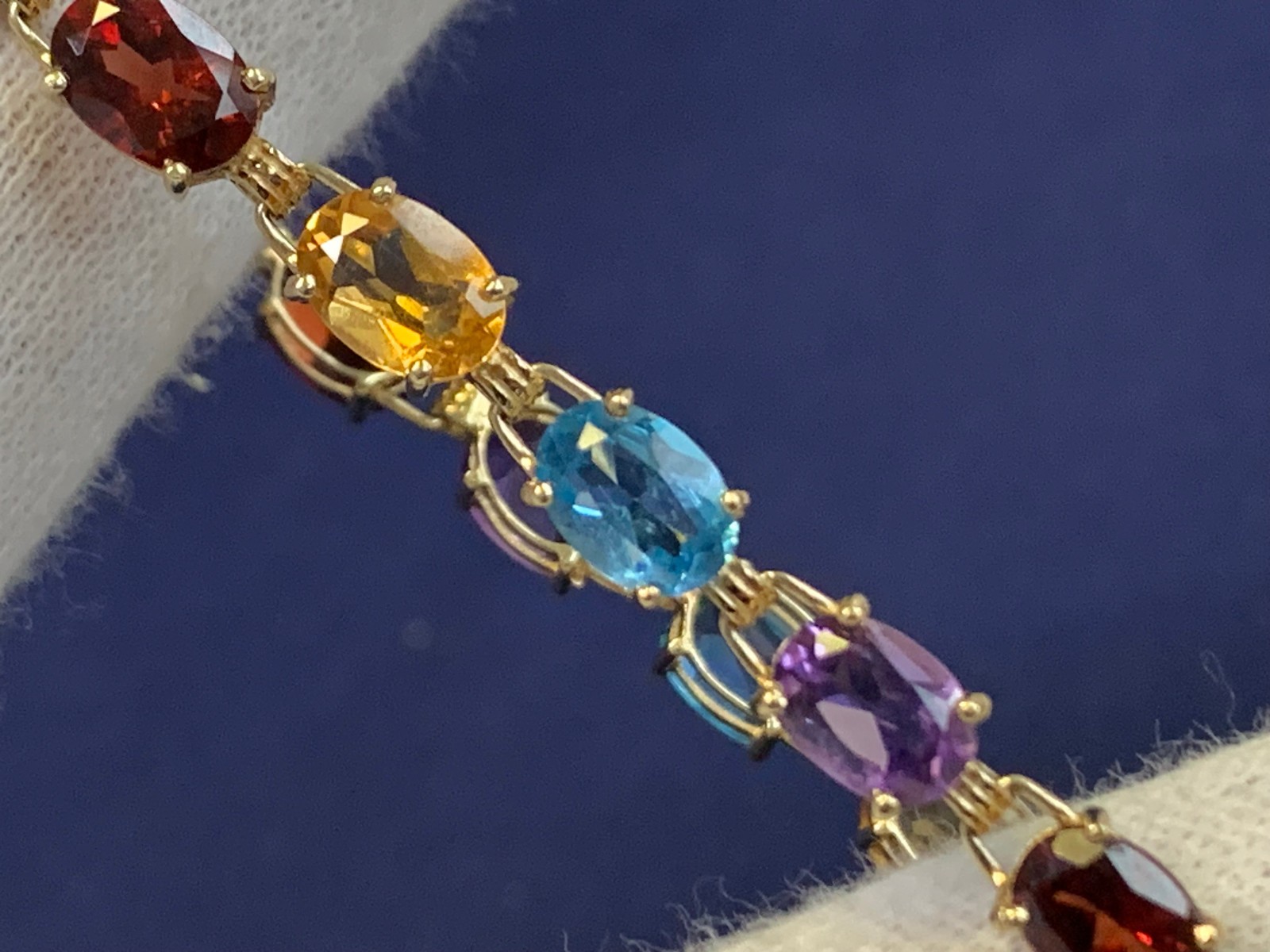 10K Yellow Gold Bracelet 7.69g Fine Jewelry 7″ Multicolor Stones *READ*