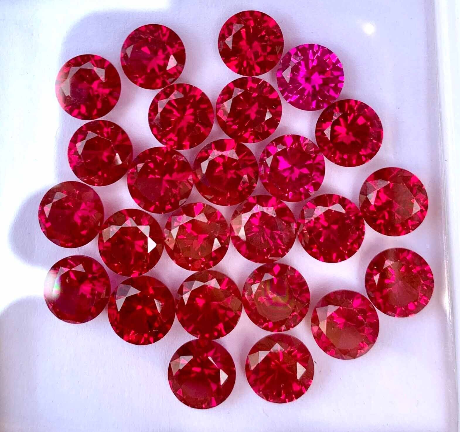 10 Pcs Natural Flawless Mogok Red Ruby Round Cut Loose Gemstone GIT Certified