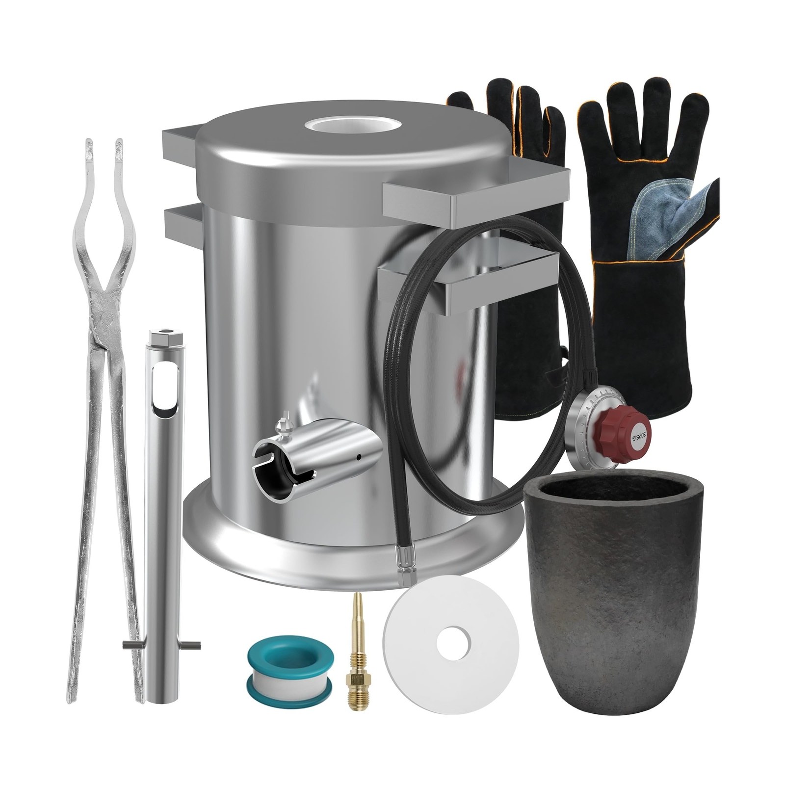 Nelyrho 6KG Melting Furnace Kit – Stainless Steel Foundry with Crucible, Cruc…