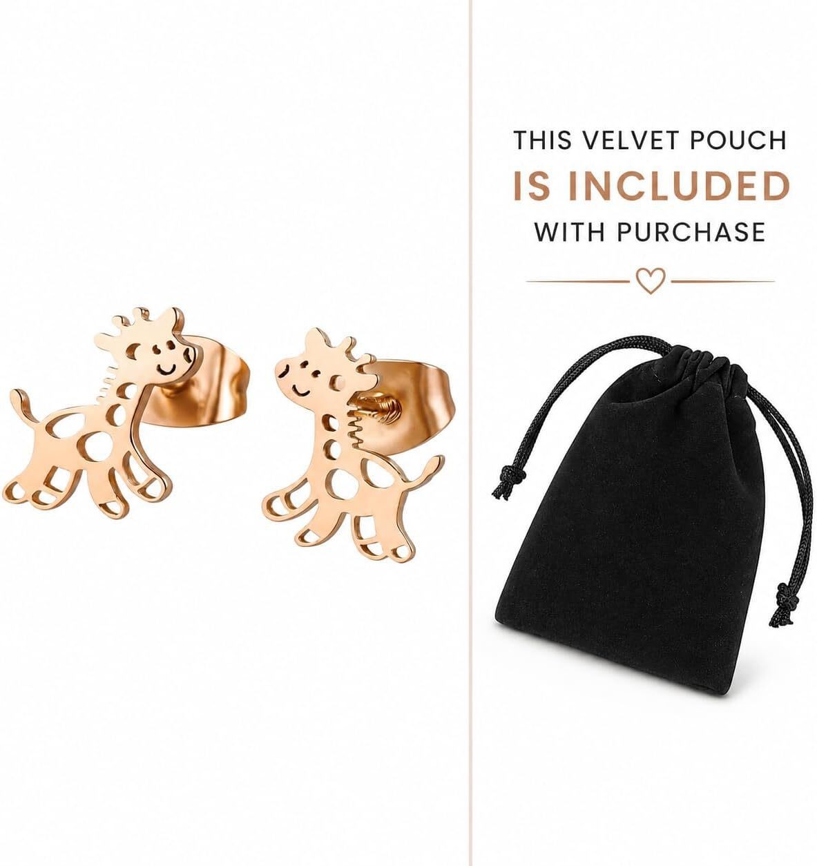 SUPAC Giraffe Stud Earrings – Black, Silver, Rose Gold, Gold