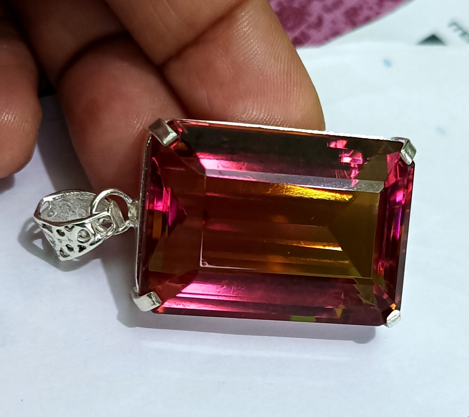 Certified 122.50 Ct+ Natural Zultanite 7 Color Pendant 925 Silver Loose Gemstone