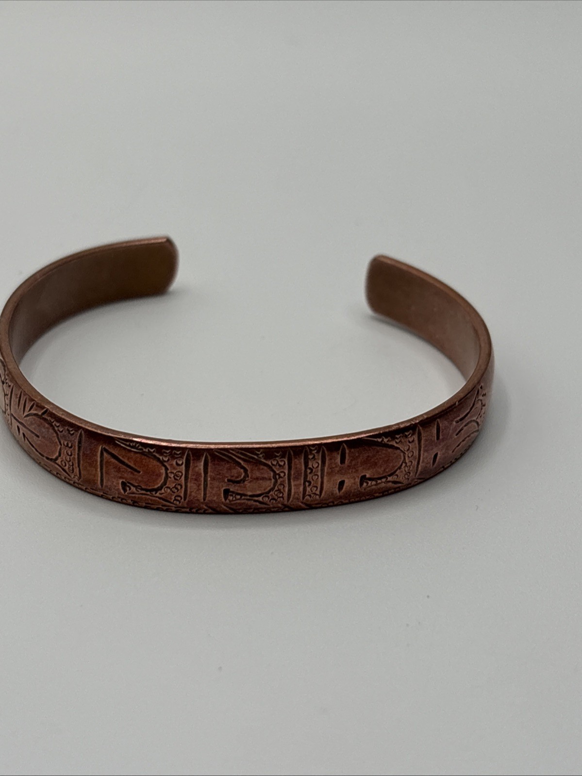 Copper Hand Carved Tibetan Healing Bracelet. Unisex, Hand Made. Pre-owned