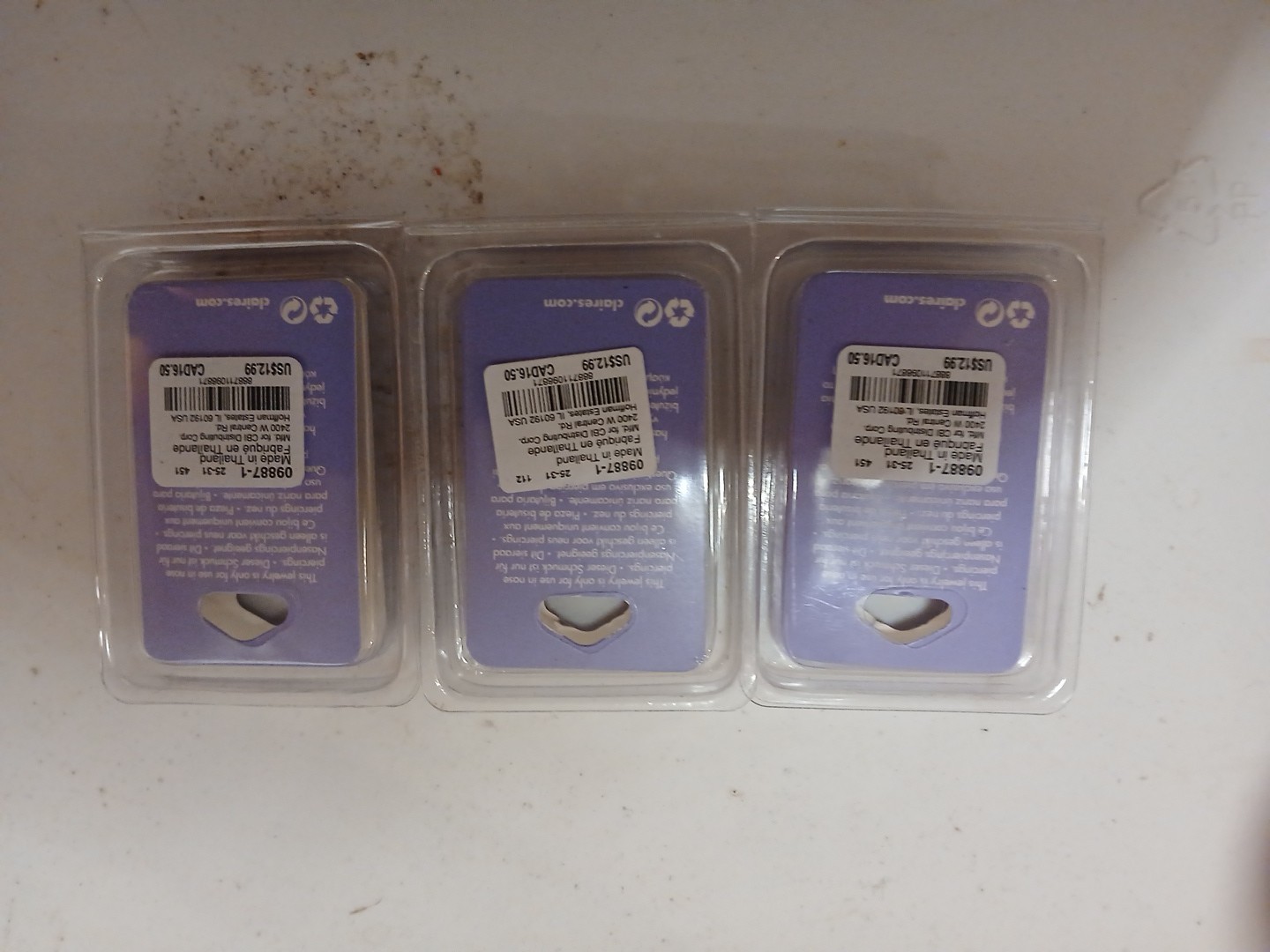 Bulk Lot Of Three Claire’s Jewelry Faux Nose Piercing Jewelry. As Pictured. NWT