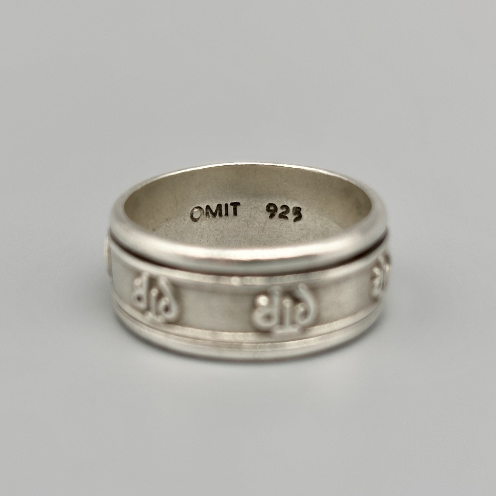 OMIT Sterling Silver Embossed 10mm Spinner Band Sz 11.25 Fidget Ring 7.71g 925