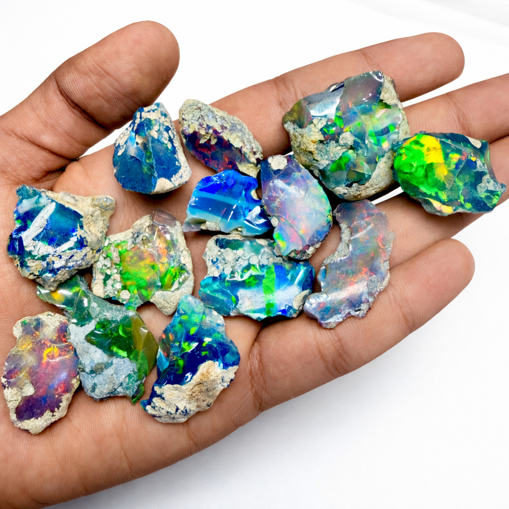 100 Cts Lot, Natural Ethiopian bkack fire raw opals Jumbo size lot top cut grade