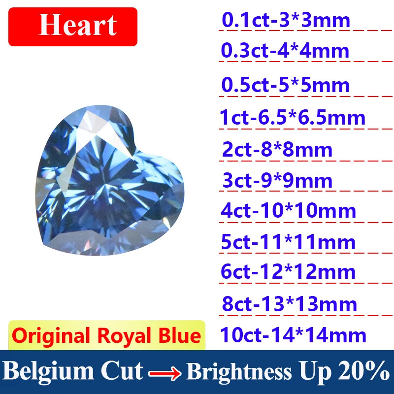 2-10CT Original Royal Blue Moissanite Stone Loose Moissanite Cushion Gemstones