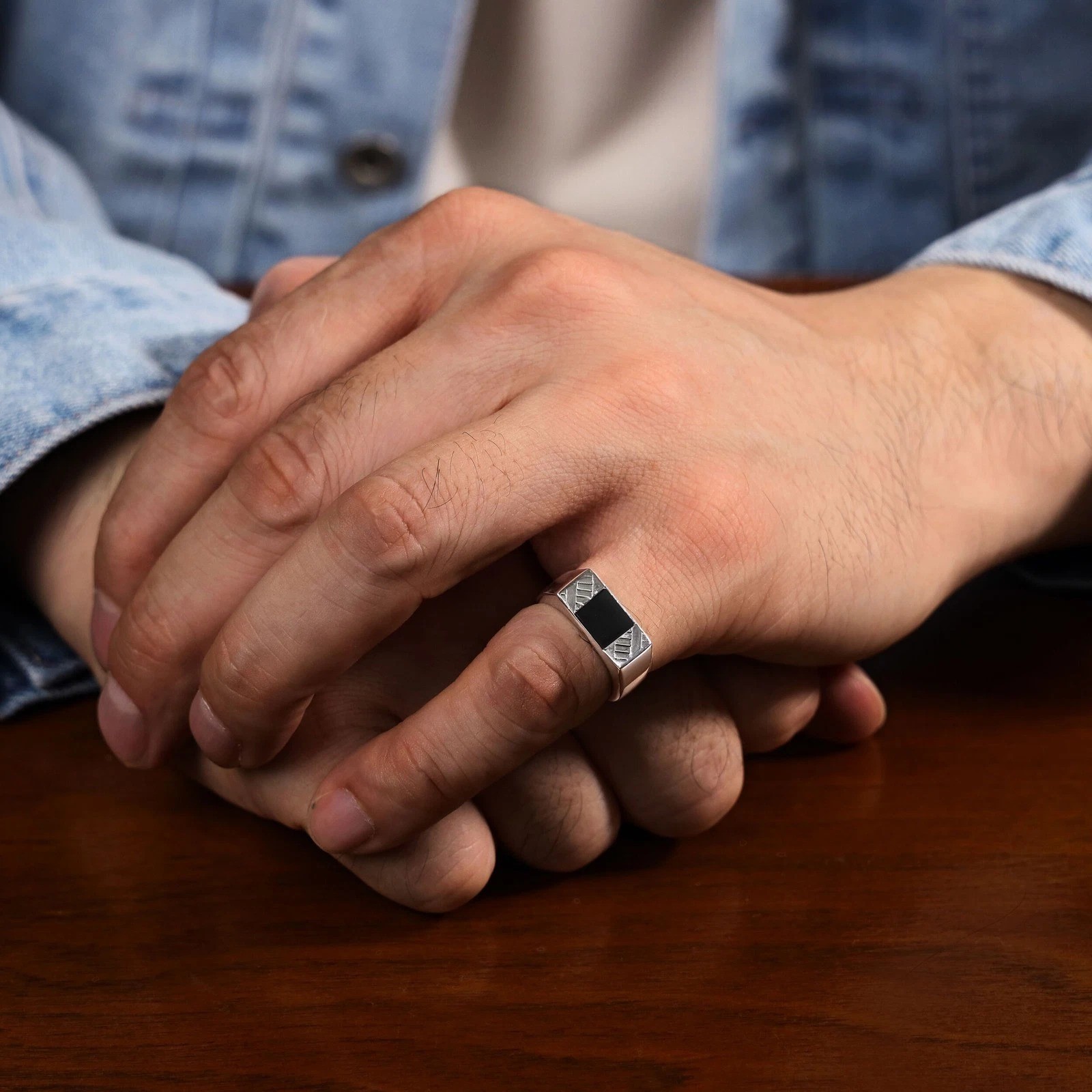 Black Onyx Mens Signet Ring 925 Sterling Silver Ring Party Ring Gift For Him