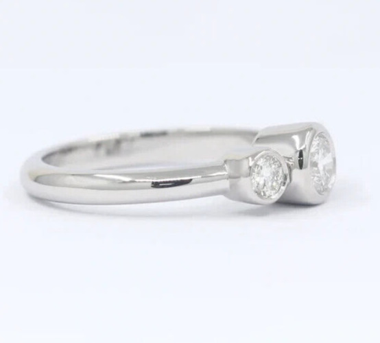 Diamond 2Ct Bezel Set Lab Created Engagement 3-Stone Ring 14K White Gold Plated