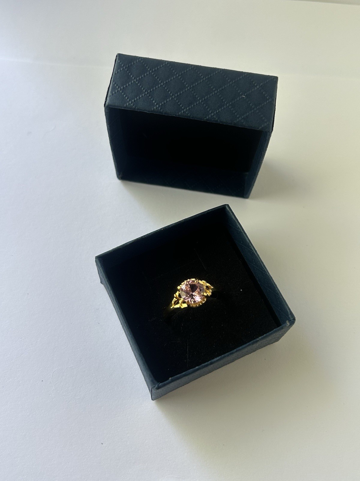 Vintage Pink Cubic Zirconia Ring Gold Plated Womens Size 9.5