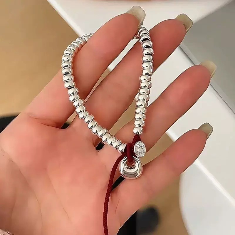 Pure silver Ping An Joy Money Chain coiled bracelet