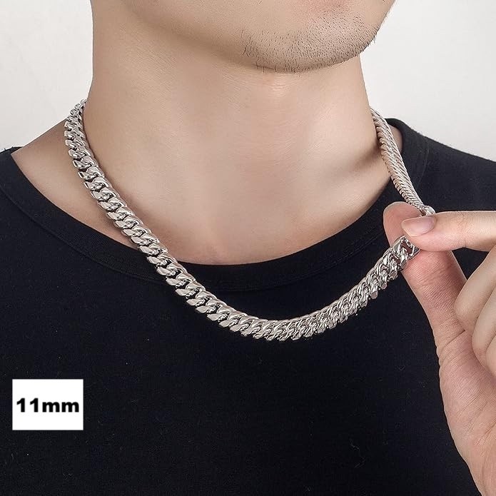 Real Miami Cuban Link Chain Or Bracelet Solid 925 Sterling Silver Box Lock ITALY