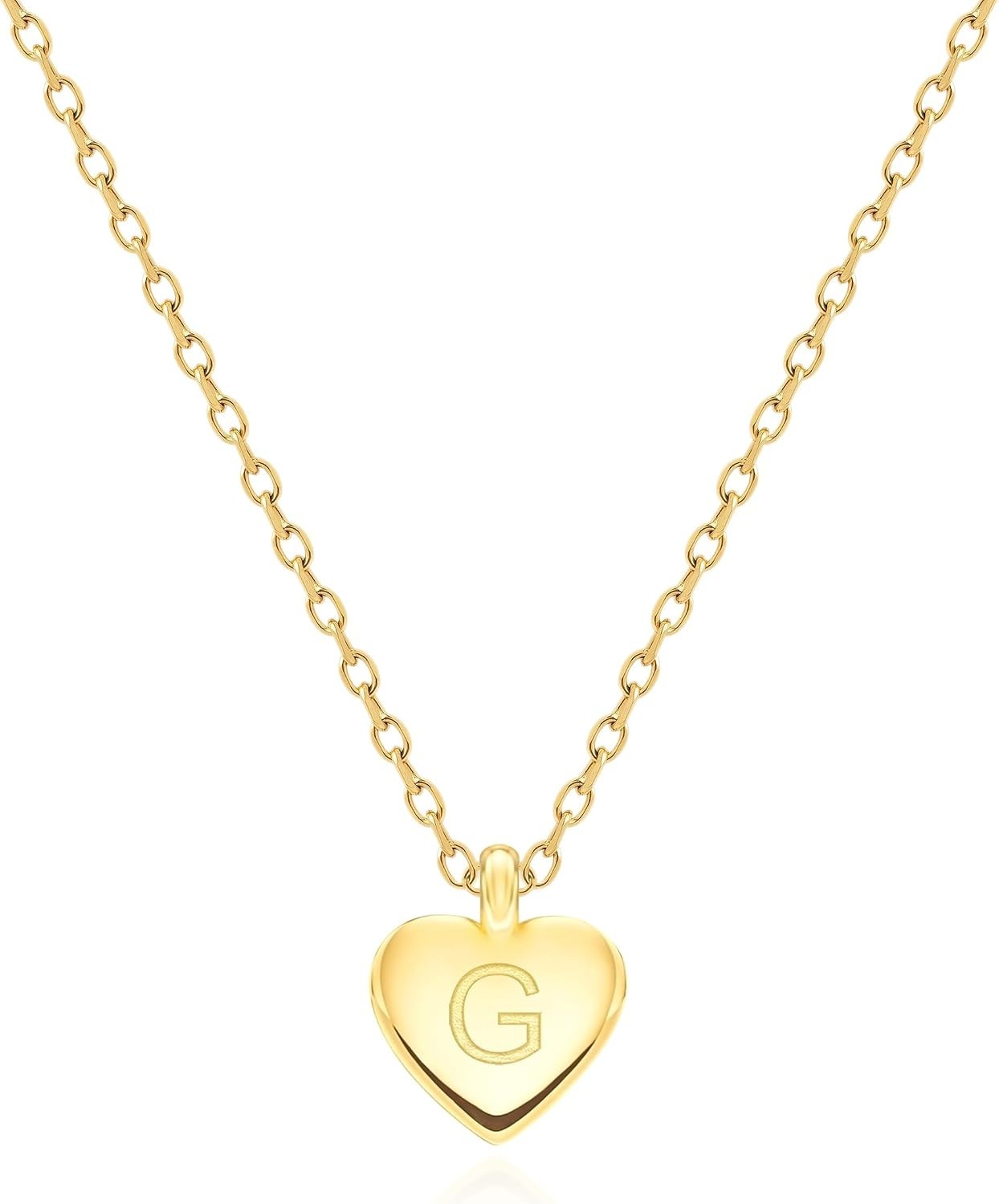 Personalized Heart Pendant Necklace, 18k Gold Engraved Love Jewelry for Women