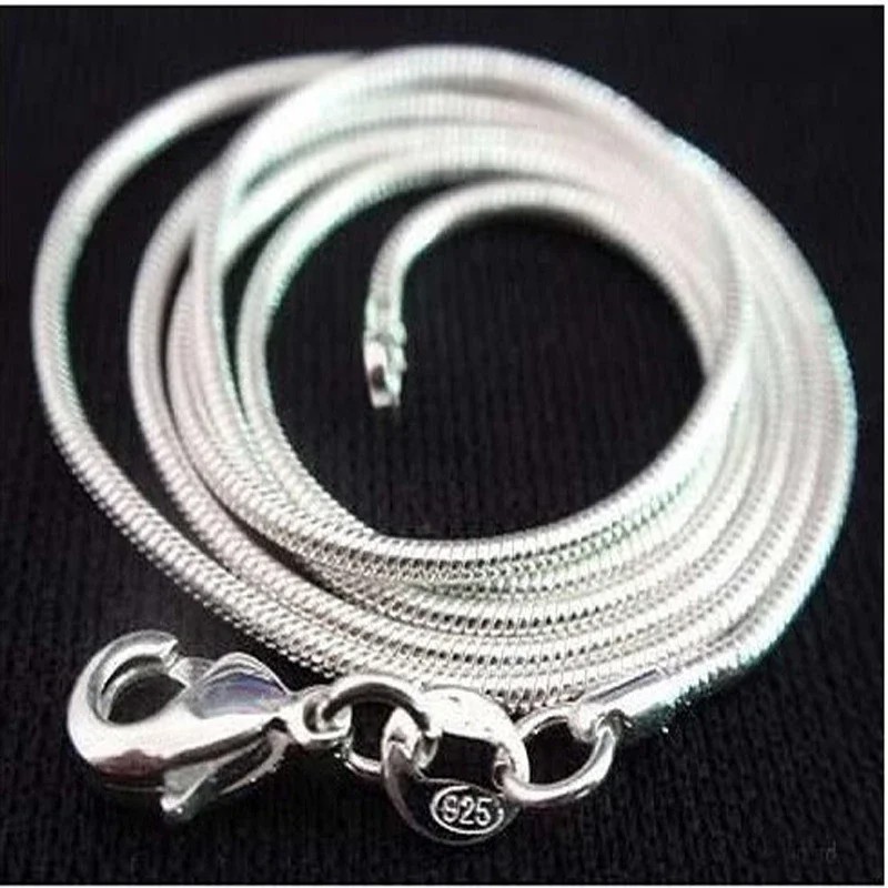 Men&Women’s 925 Sterling Silver Tarnish-Free Italian Snake Chain Necklace 16-24*