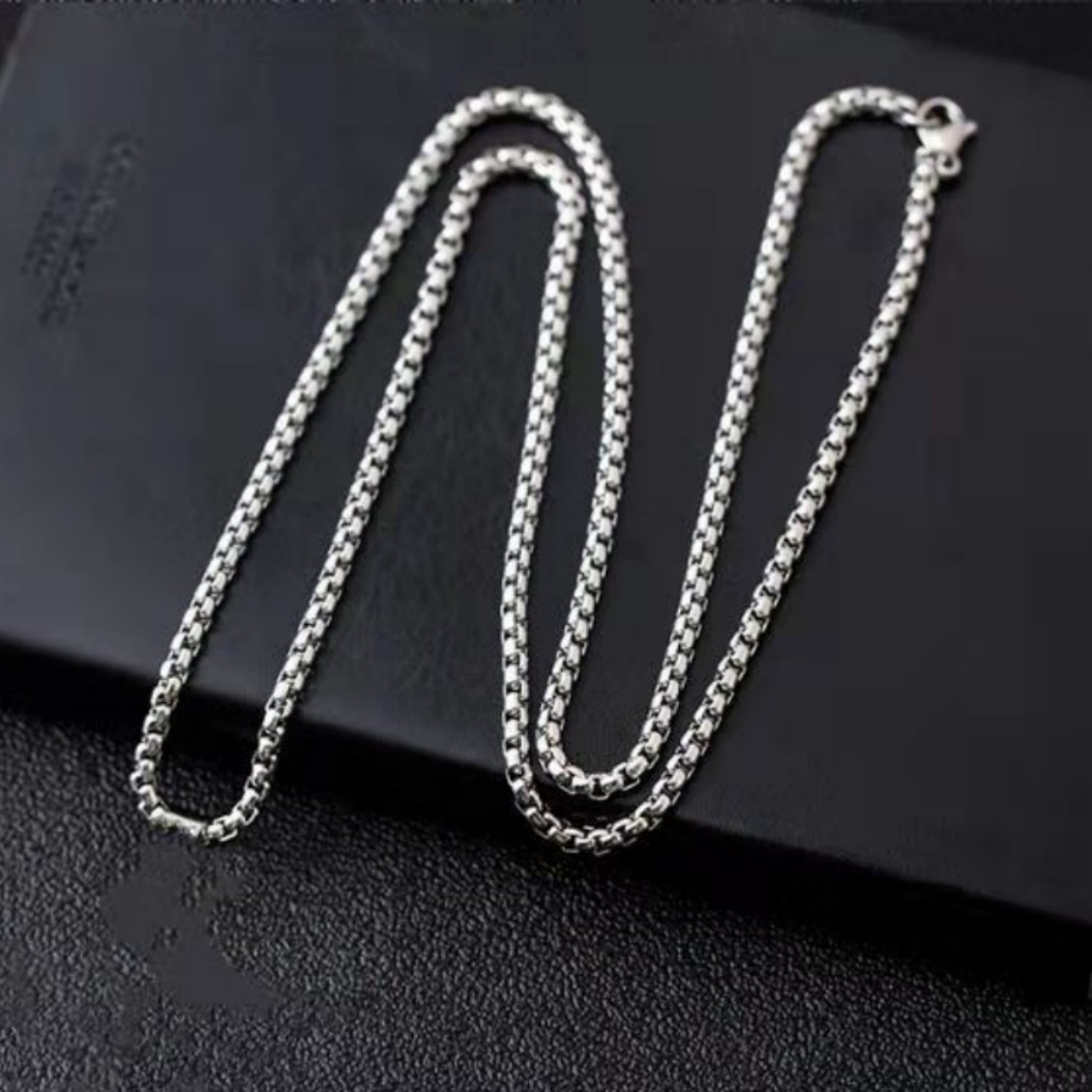 Classic Box Bead Chain Silver Plated Alloy Versatile Necklace Chain No Pendant