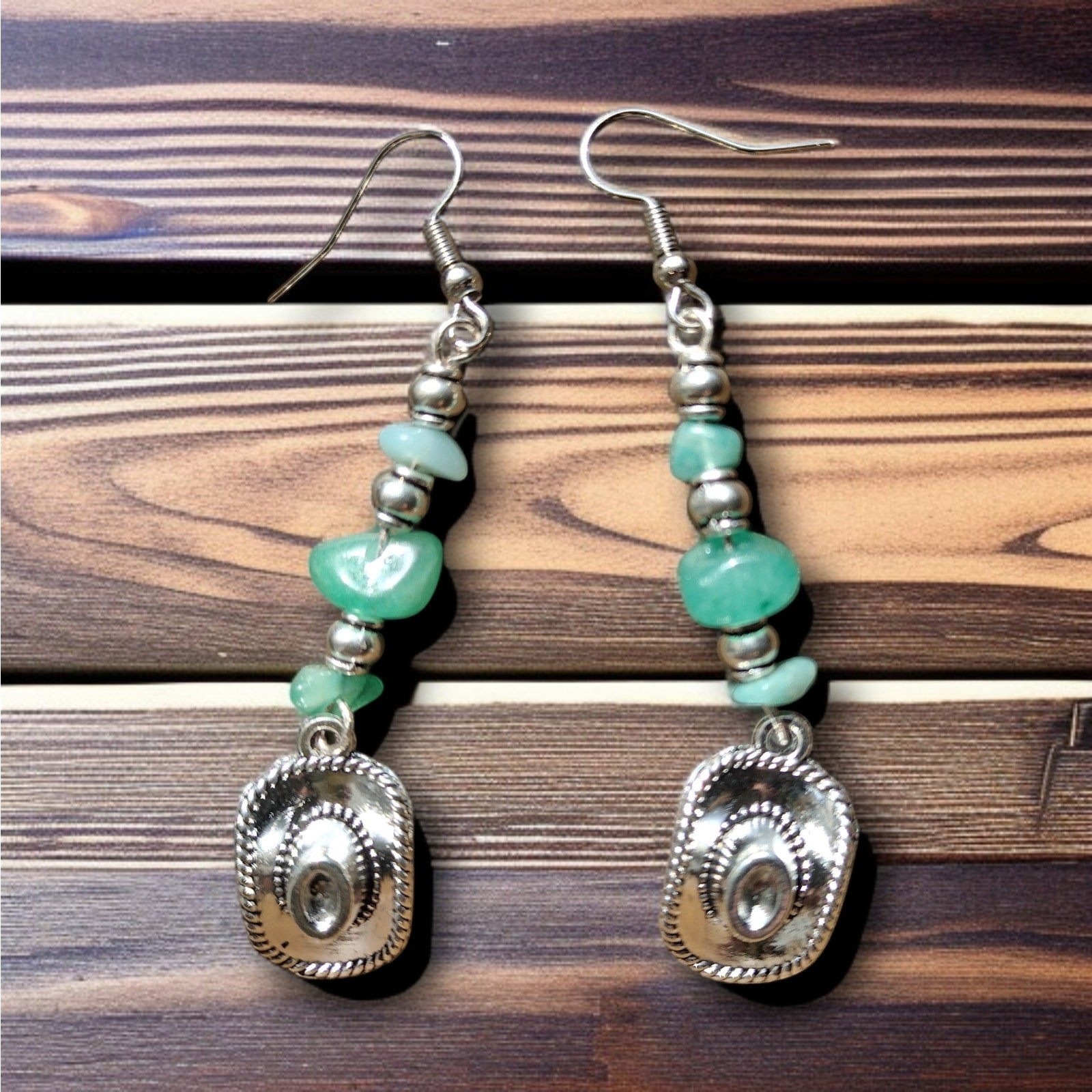 Dangle earrings with natural stone beads