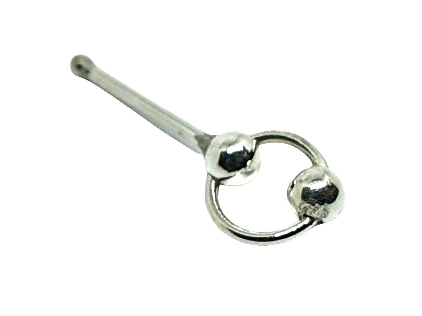 Double Ball Nose Stud Ring 925 Sterling Silver Ball Stay Piercing Body Jewellery