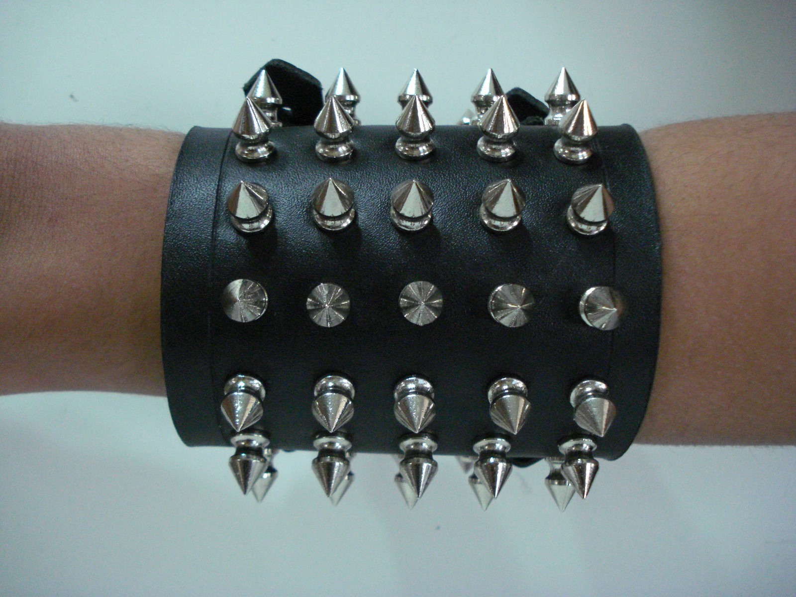 LEATHER SPIKED BRACELET. DEATH METAL (MDLB0209)….. OPPRESSOR
