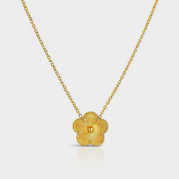 “FLOWER” NECKLACE, 18K GOLD PLATED STEEL