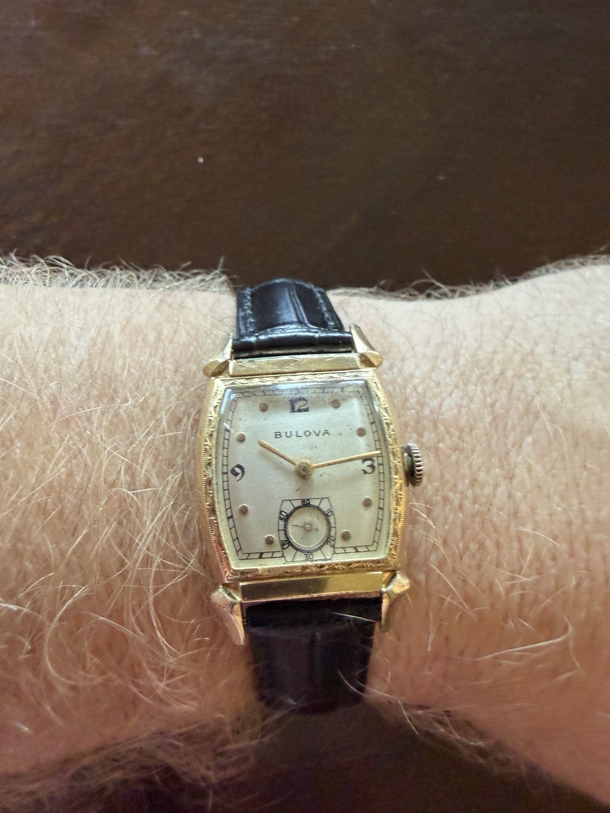 Vintage Bulova Art Deco Tank Manual Wind 10BC Original Dial Sub Seconds Running