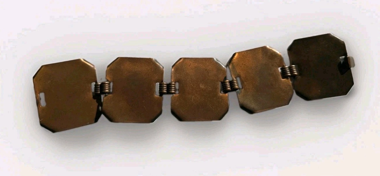 MCM Copper Theater Faces Panel Bracelet – 1½” x 7½” Estate Find As Found