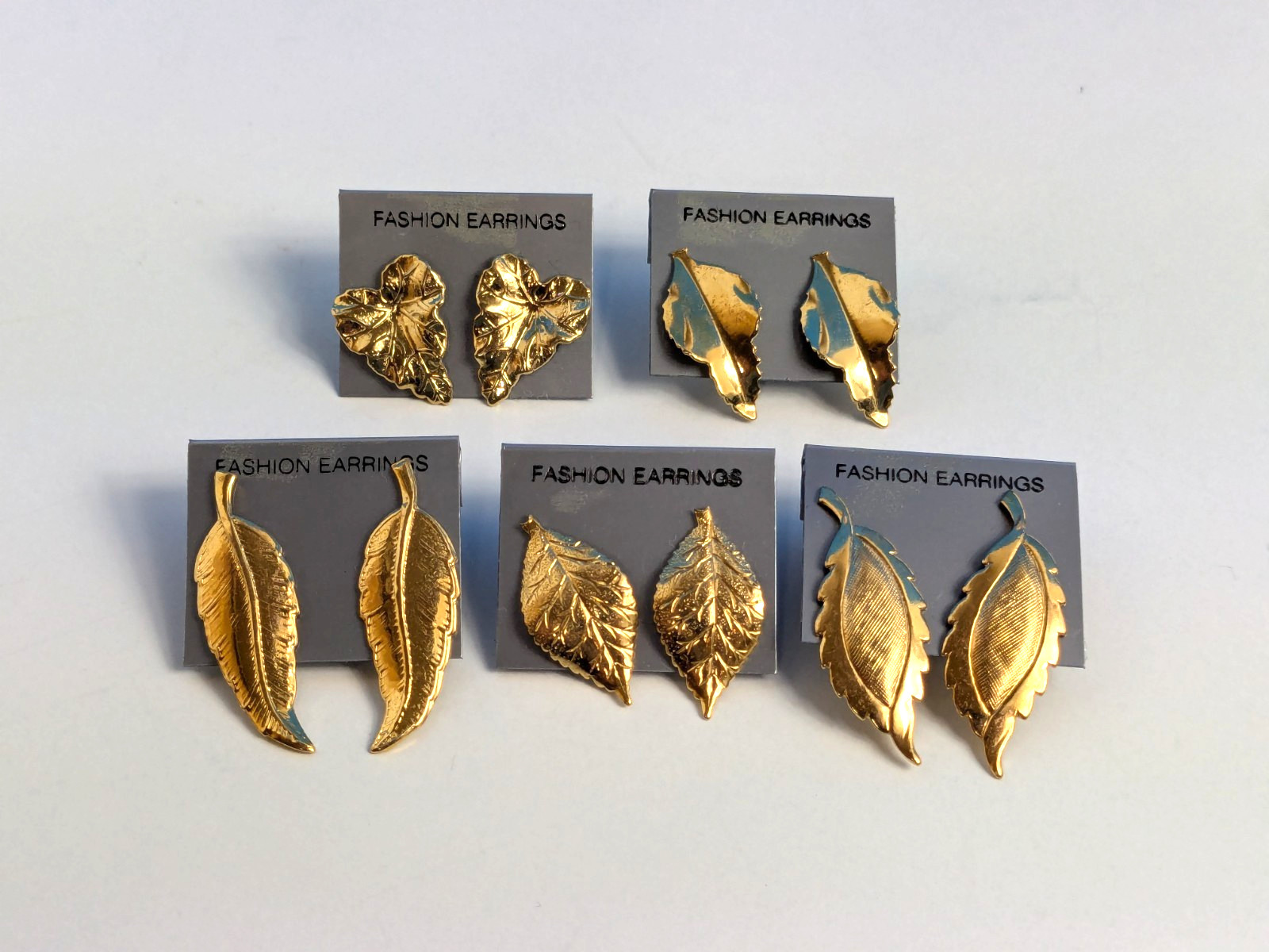 Leaf Leaves Tree Plant Vintage 80s Earrings 5 pair Lot