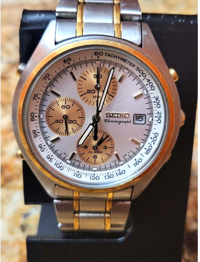 Seiko Gold Panda Chronograph 7T32-7C60-Near Mint-Fully Functional