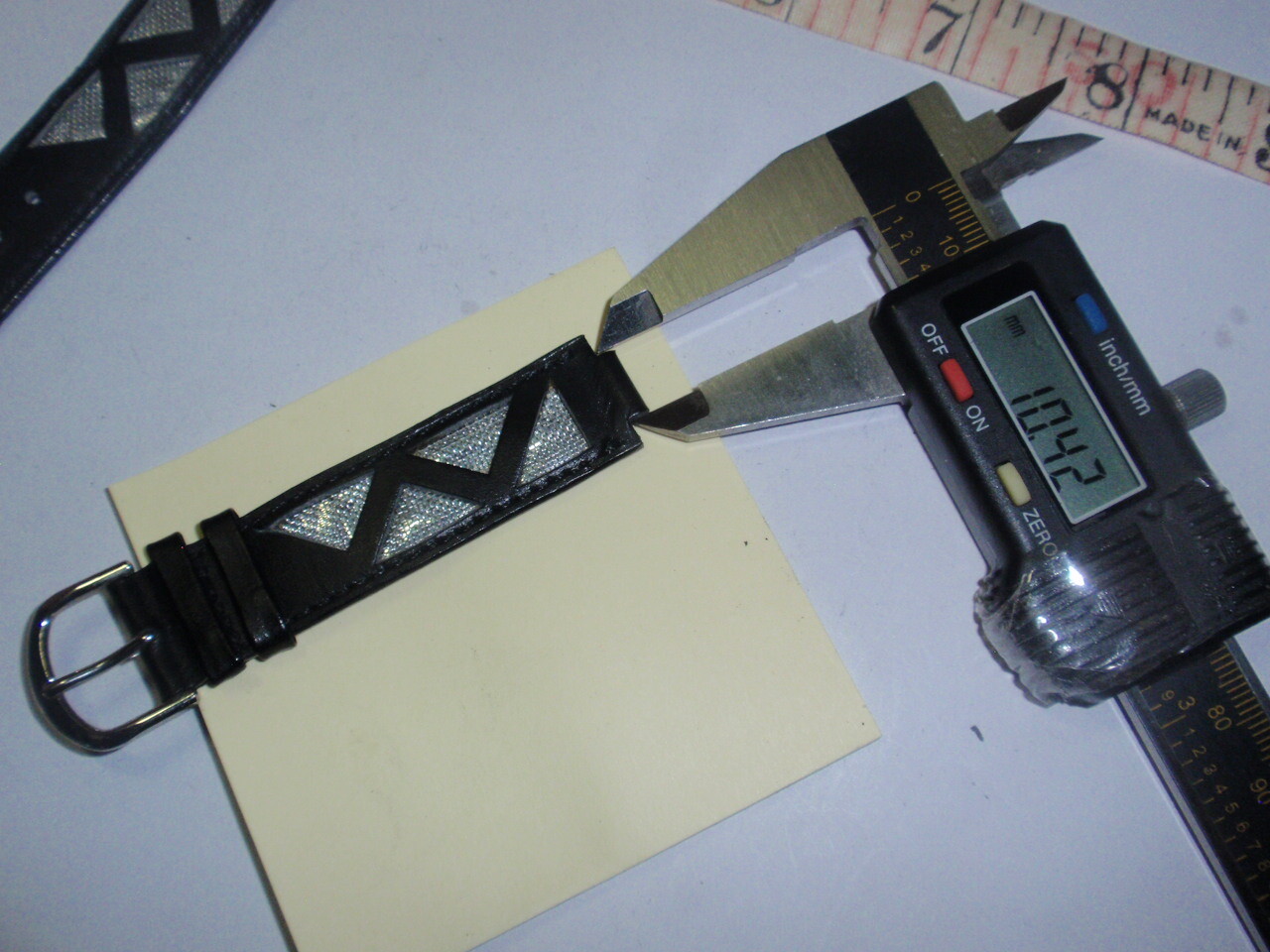 10mm Hook End ~8″Long Black Leather Watch Band Width 18mm GoldTone Clasp #HB 203