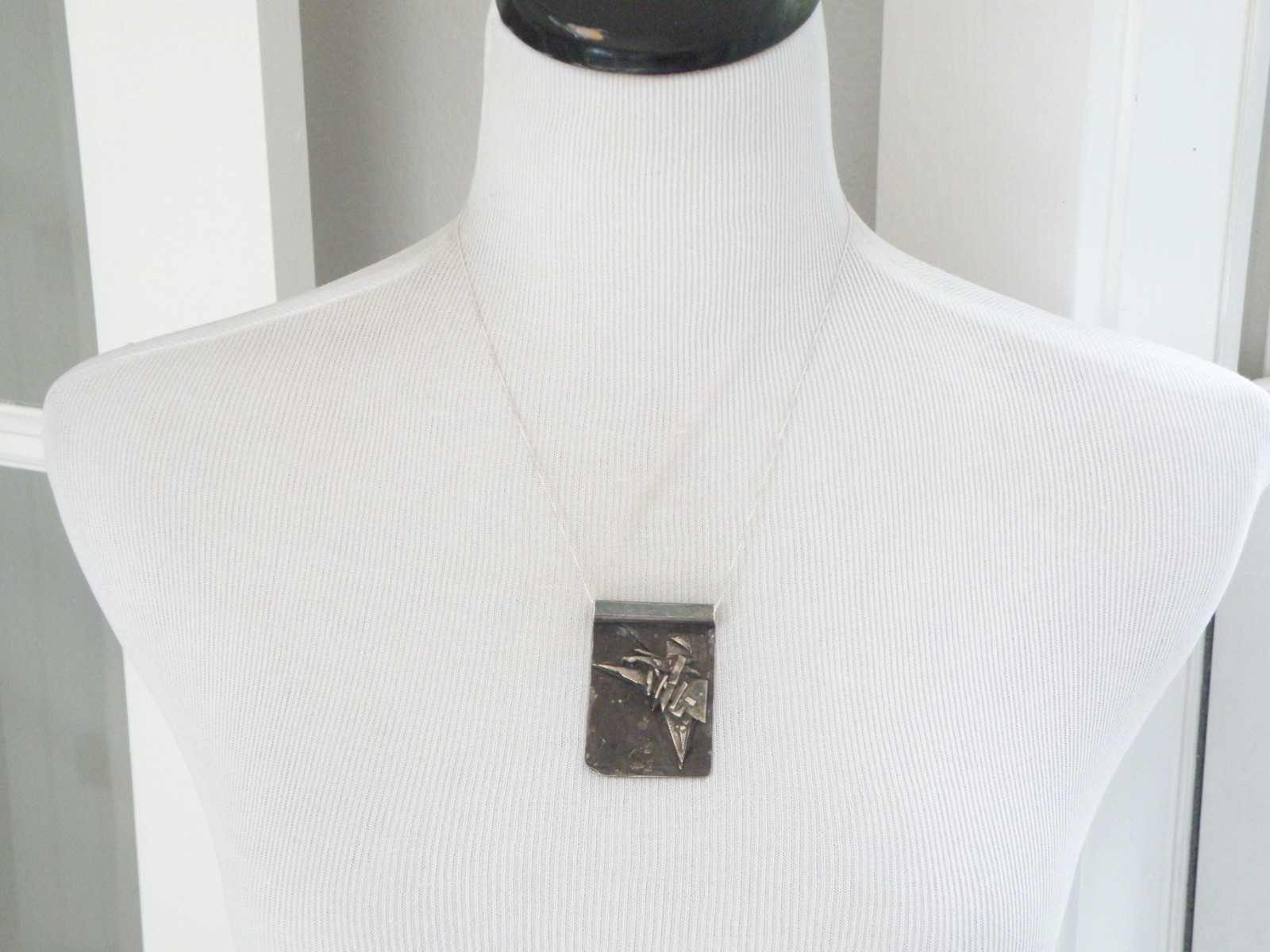 Vintage Brutalist Sterling Silver 925 Studio Huge Pendant Necklace