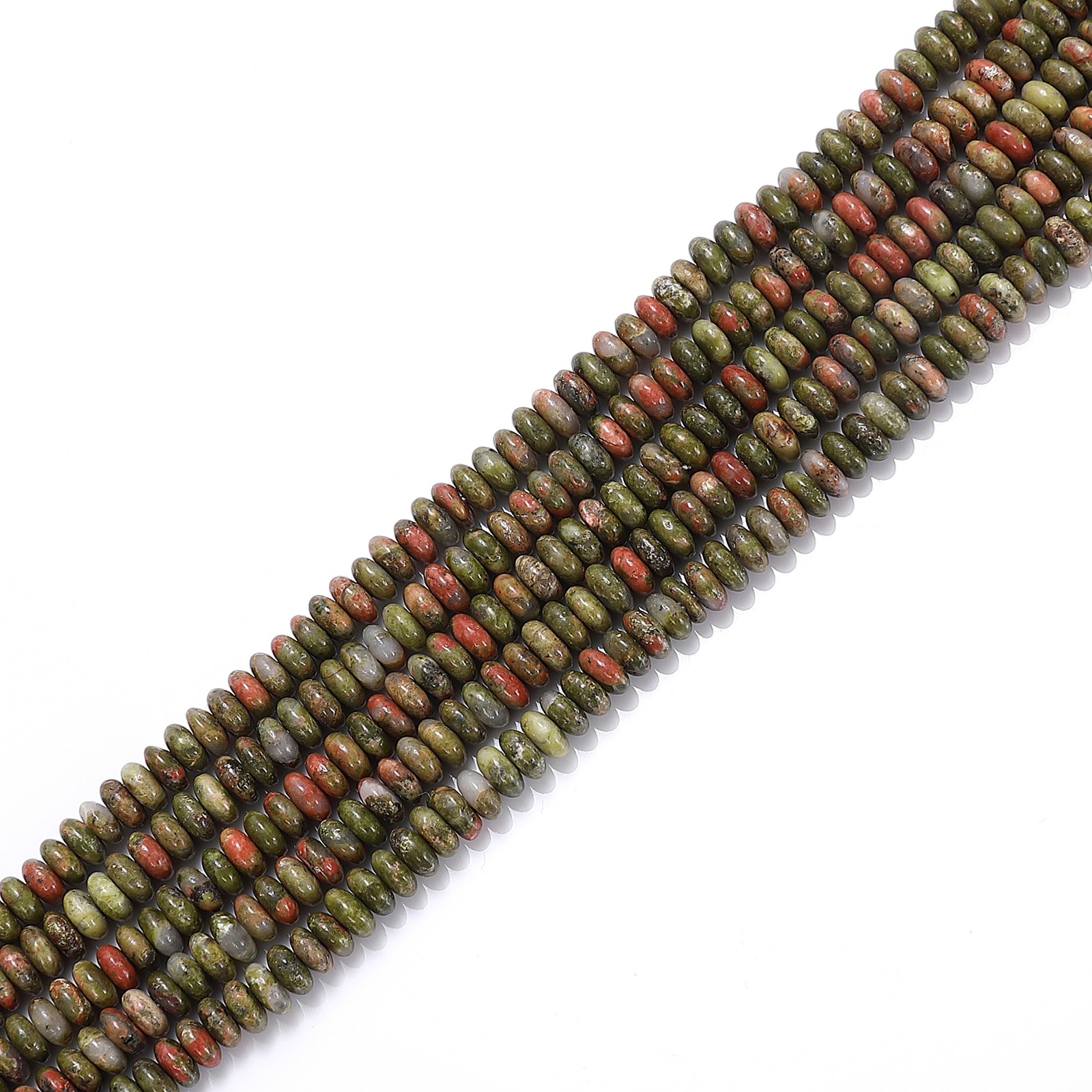 Natural Unakite Smooth Rondelle Beads Size 2×4.5mm 15.5” Strand