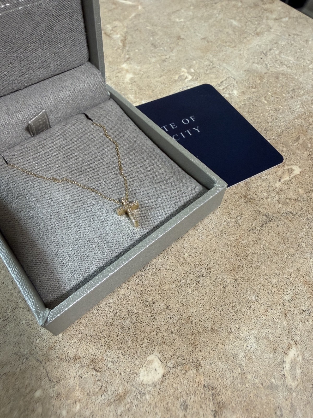 14k Gold Pave Cross Pendant Necklace