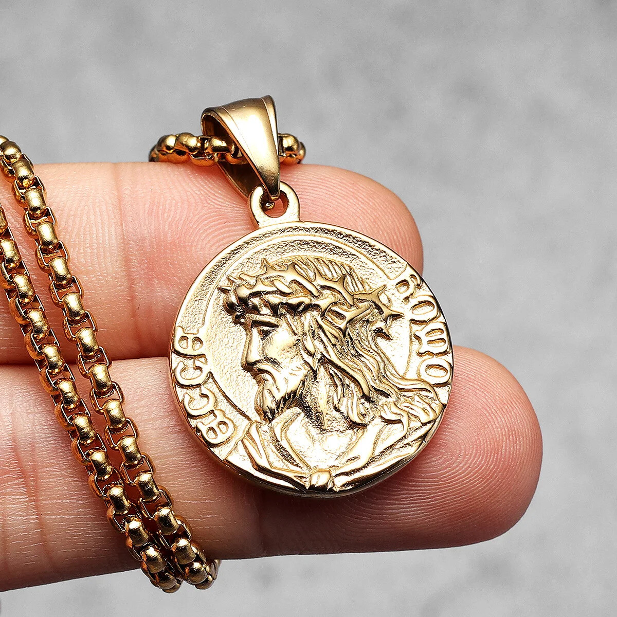 SCULPT RINGS™ Christian Jesus Pendant with 60 cm Chain Steel Necklace Crucifix