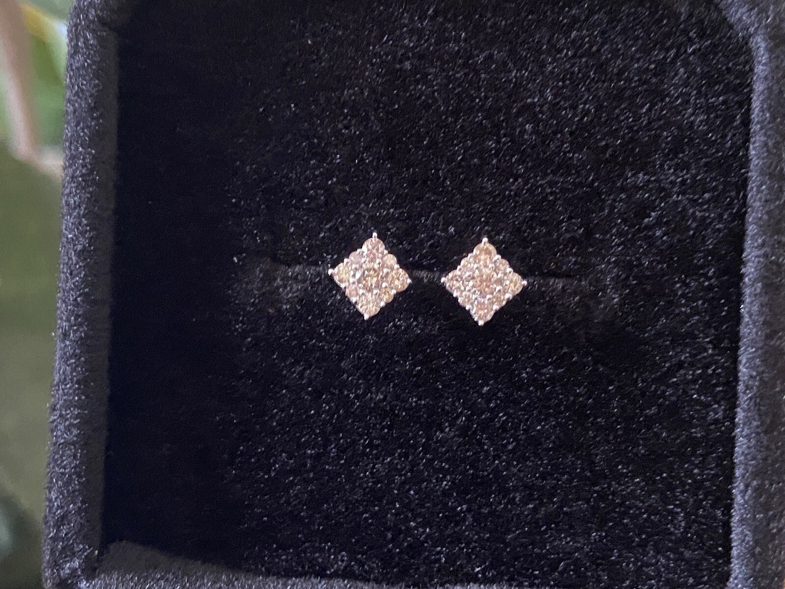 0.2 Carat Diamond Studded Earrings Set In 18k Fine White Gold/ Dainty/ For Her