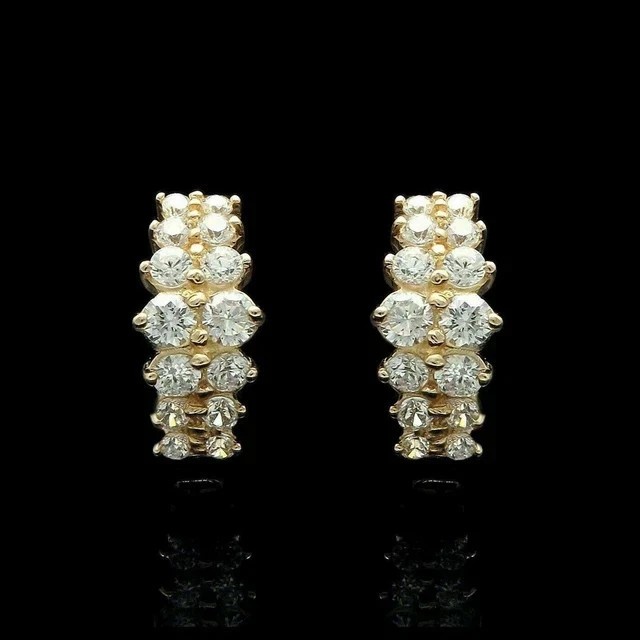 2.0Ct Round Cut Created Diamond Mini Huggie Hoop Earrings 14k Yellow Gold Plated