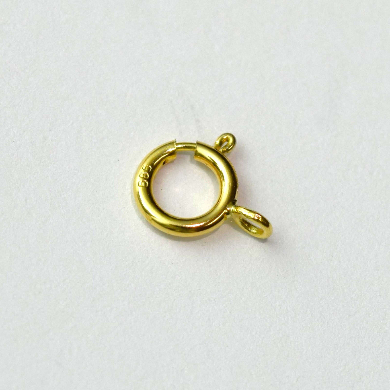 Italian Solid 14K Yellow Gold 6.0mm Spring Ring w/ Open Ring Clasp