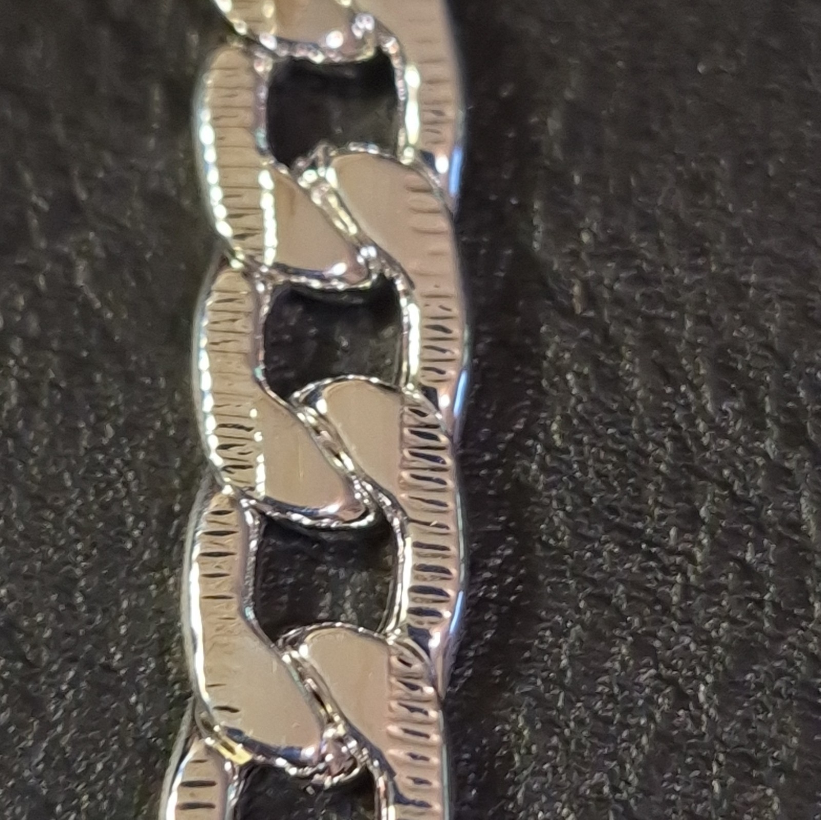 925 Sterling Silver Curb Link Chain Bracelet, Lobster Clasp, Signed, Silver