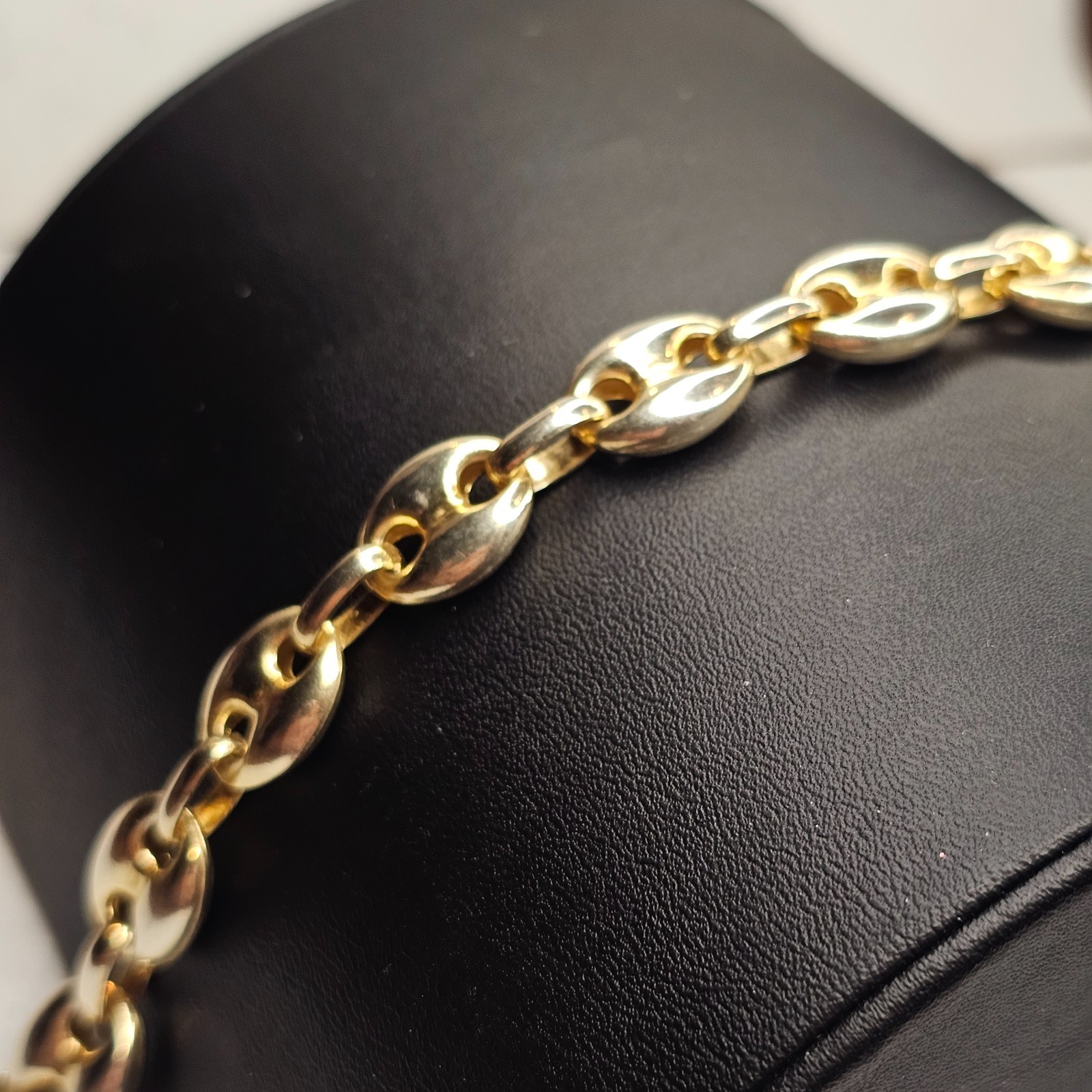 Vintage 925 Sterling Silver Gold Vermeil Puffy Gucci Link Bracelet 11mm 7.25″