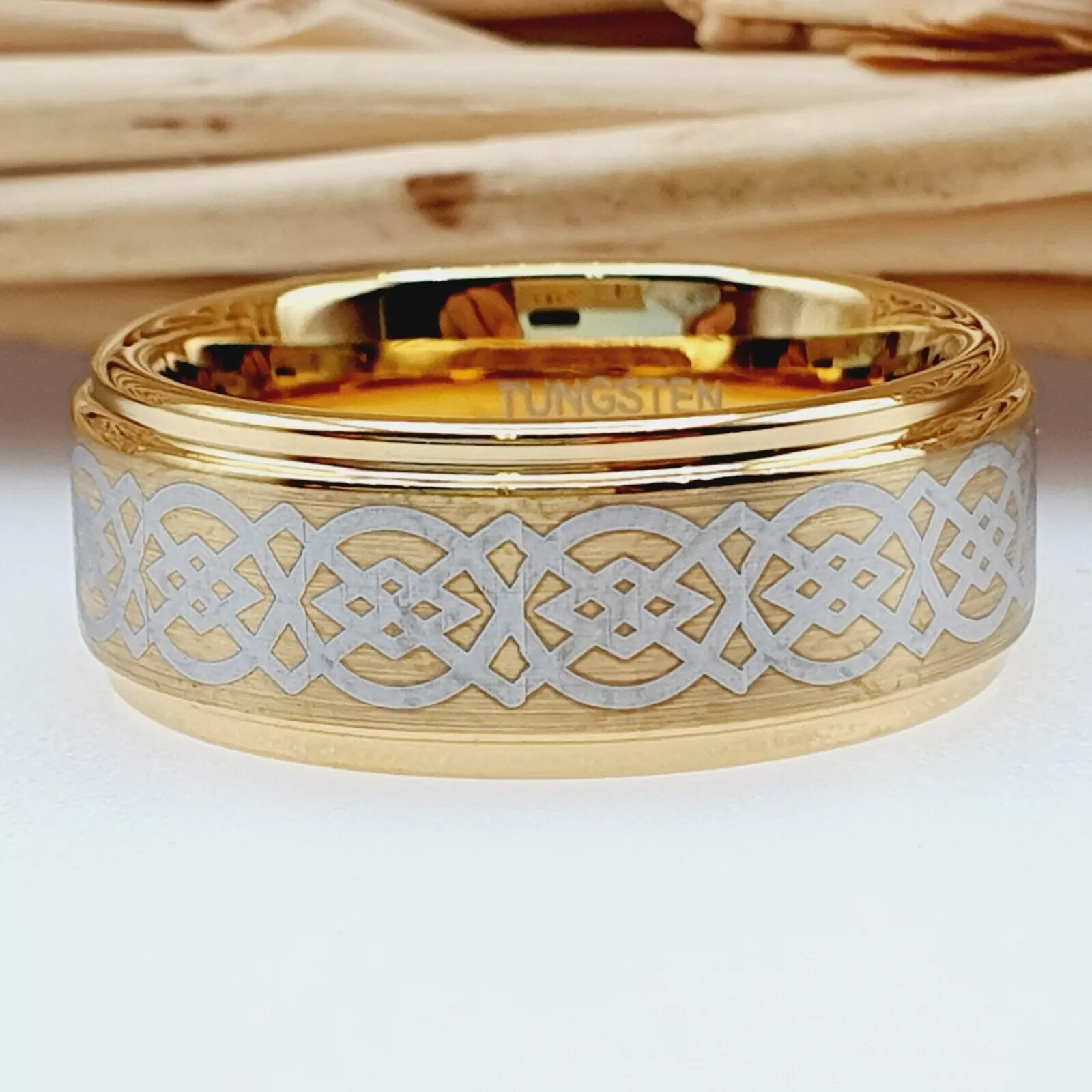 Elegant Gold Tungsten Celtic Knot Band | Couple’s Anniversary & Promise Ring