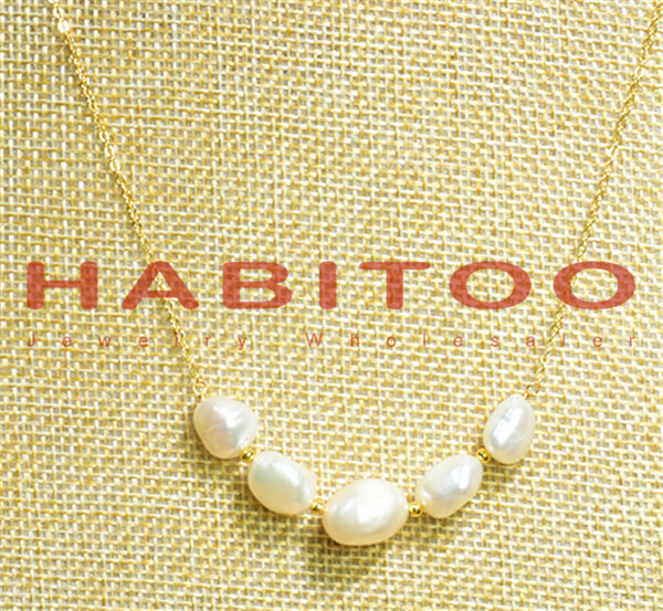14k gold Natural Fresh Water Baroque Pearl Necklace 18″