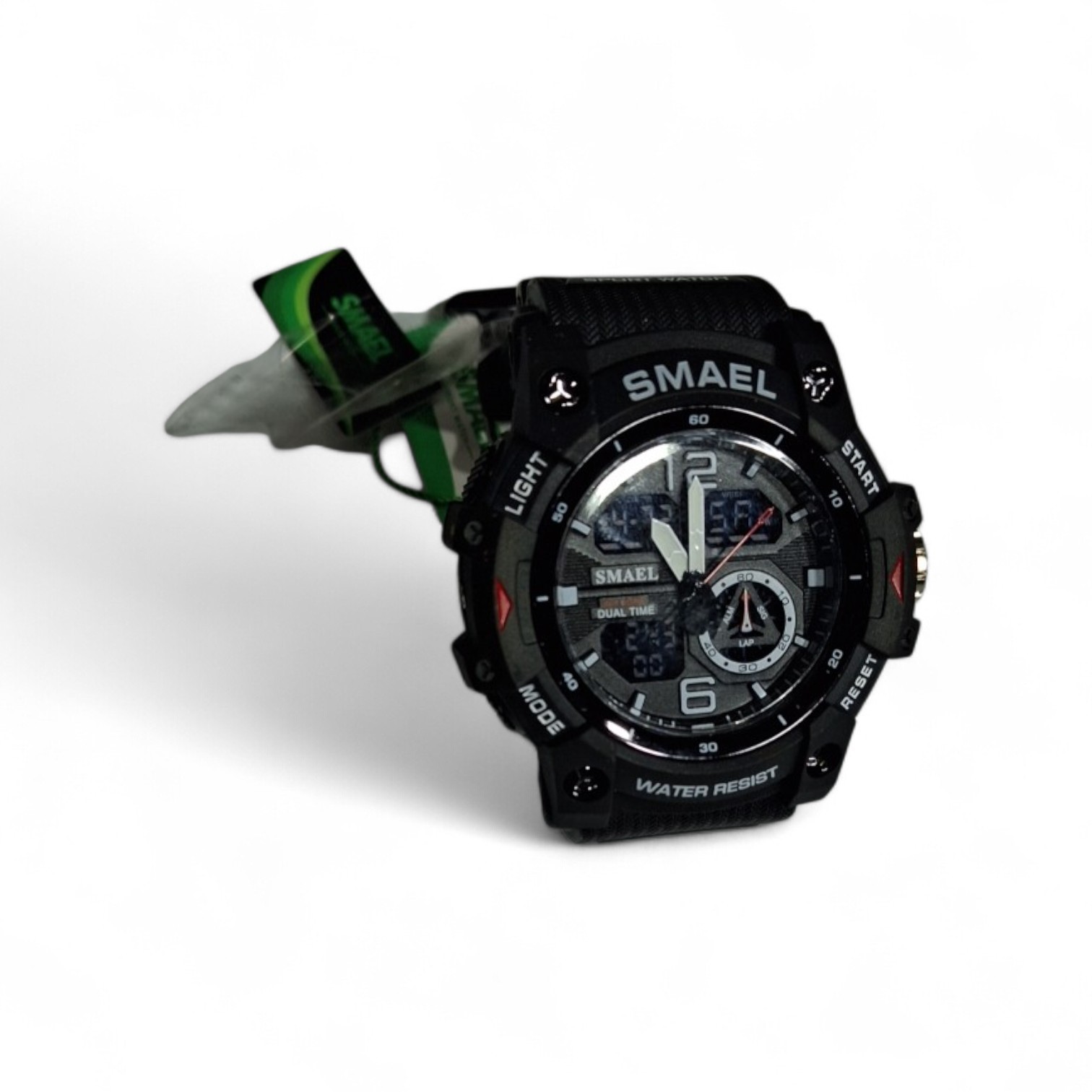 smael mens sport watch dual display lid waterproof 5bar black with box